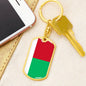 Madagascar Flag Keychain Dog Tag Stainless Steel or 18k Gold-Express Your Love Gifts