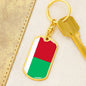 Madagascar Flag Keychain Dog Tag Stainless Steel or 18k Gold-Express Your Love Gifts