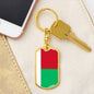 Madagascar Flag Keychain Dog Tag Stainless Steel or 18k Gold-Express Your Love Gifts