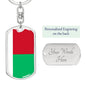 Madagascar Flag Keychain Dog Tag Stainless Steel or 18k Gold-Express Your Love Gifts