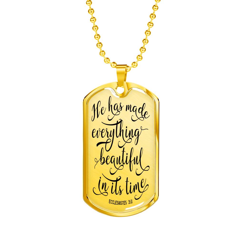 Made Everything Beautiful Christian Necklace Stainless Steel or 18k Gold Dog Tag 24" Chain-Express Your Love Gifts