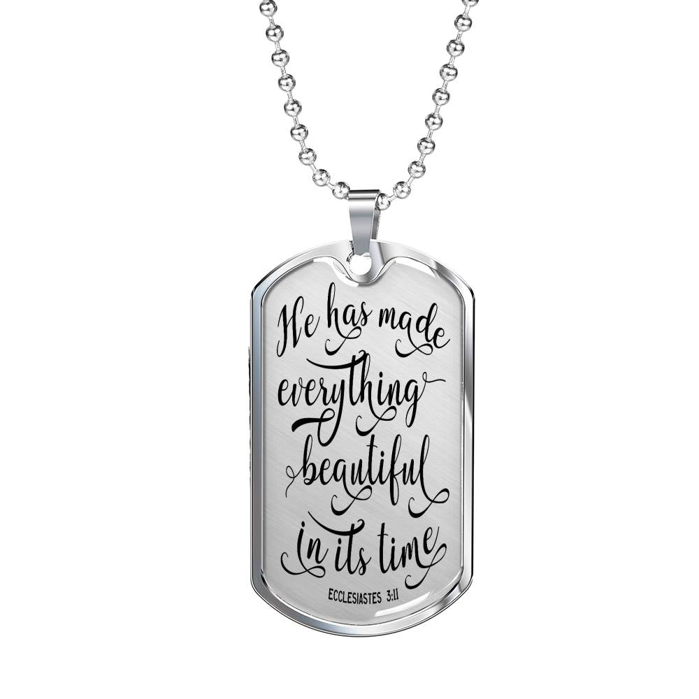 Made Everything Beautiful Christian Necklace Stainless Steel or 18k Gold Dog Tag 24" Chain-Express Your Love Gifts