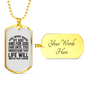 Made For God Christian Necklace Stainless Steel or 18k Gold Dog Tag 24" Chain-Express Your Love Gifts