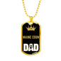 Maine Coon Cat Dad Necklace Stainless Steel or 18k Gold Dog Tag 24" Chain-Express Your Love Gifts