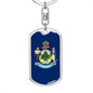 Maine State Flag Keychain Dog Tag Stainless Steel or 18k Gold-Express Your Love Gifts