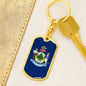 Maine State Flag Keychain Dog Tag Stainless Steel or 18k Gold-Express Your Love Gifts