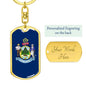 Maine State Flag Keychain Dog Tag Stainless Steel or 18k Gold-Express Your Love Gifts