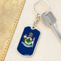 Maine State Flag Keychain Dog Tag Stainless Steel or 18k Gold-Express Your Love Gifts