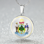 Maine State Seal Necklace Circle Pendant Stainless Steel or 18k Gold 18-22"-Express Your Love Gifts