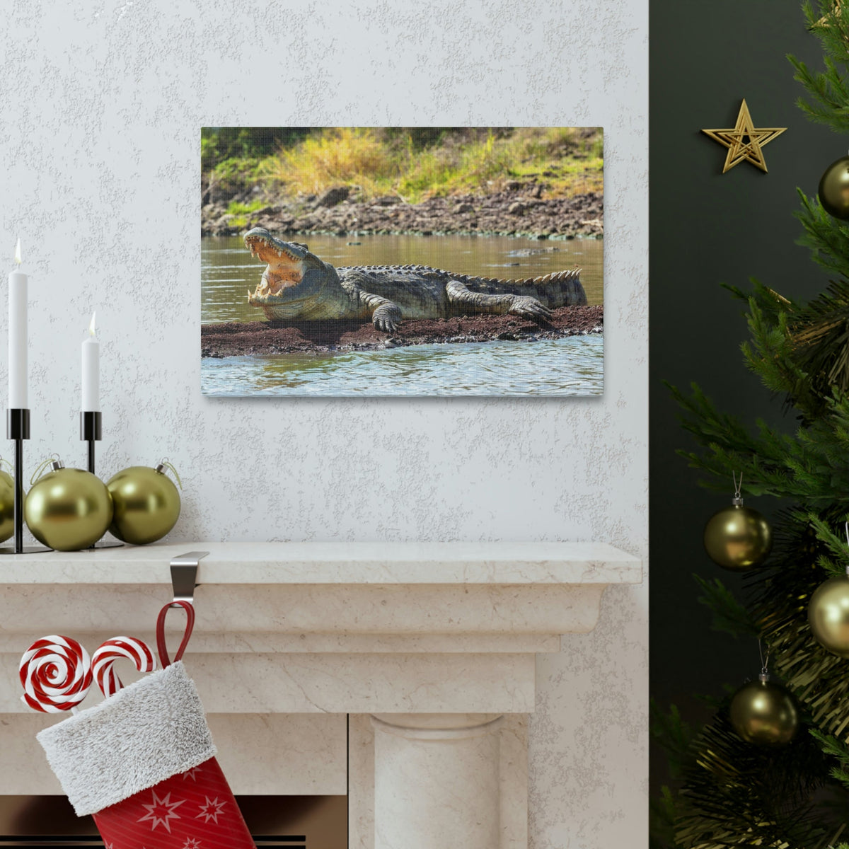 Scripture Walls Majestic Alligator Art Majestic Alligator Print Animal Wall Art Wildlife Canvas Prints Wall Art Ready to Hang Unframed-Express Your Love Gifts