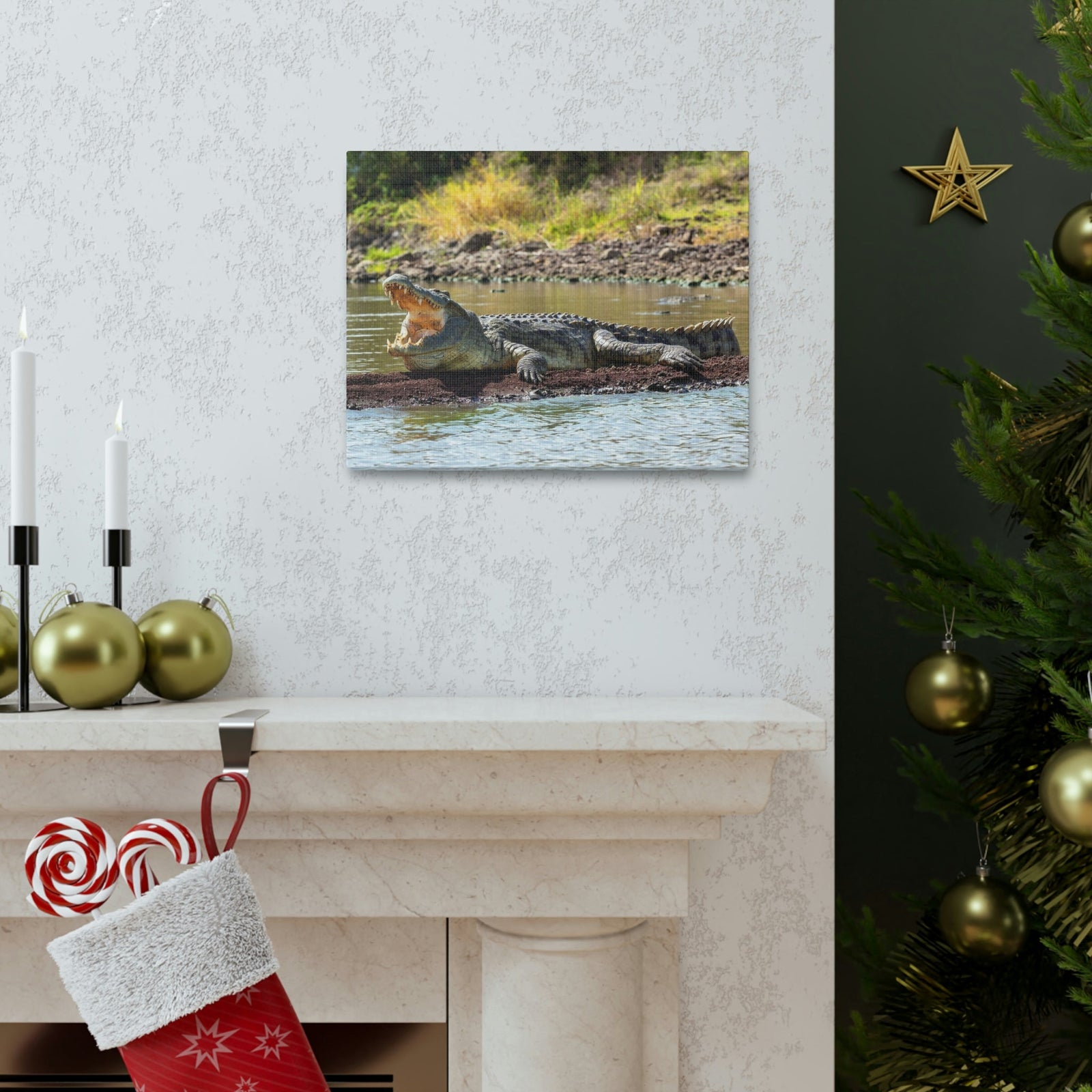 Scripture Walls Majestic Alligator Art Majestic Alligator Print Animal Wall Art Wildlife Canvas Prints Wall Art Ready to Hang Unframed-Express Your Love Gifts