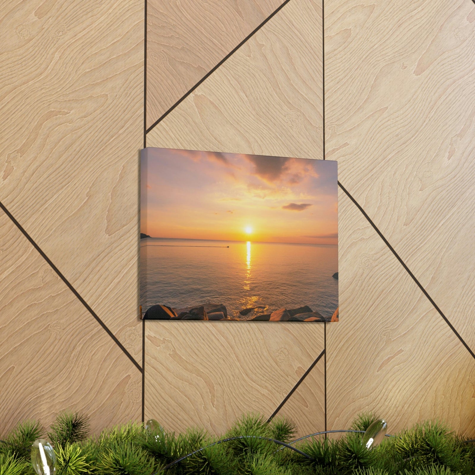 Majestic Clouds Scene Beautiful Sky Sunset Beauty Nature Scene Over Sea Nature Wall Art Ready to Hang Unframed-Express Your Love Gifts