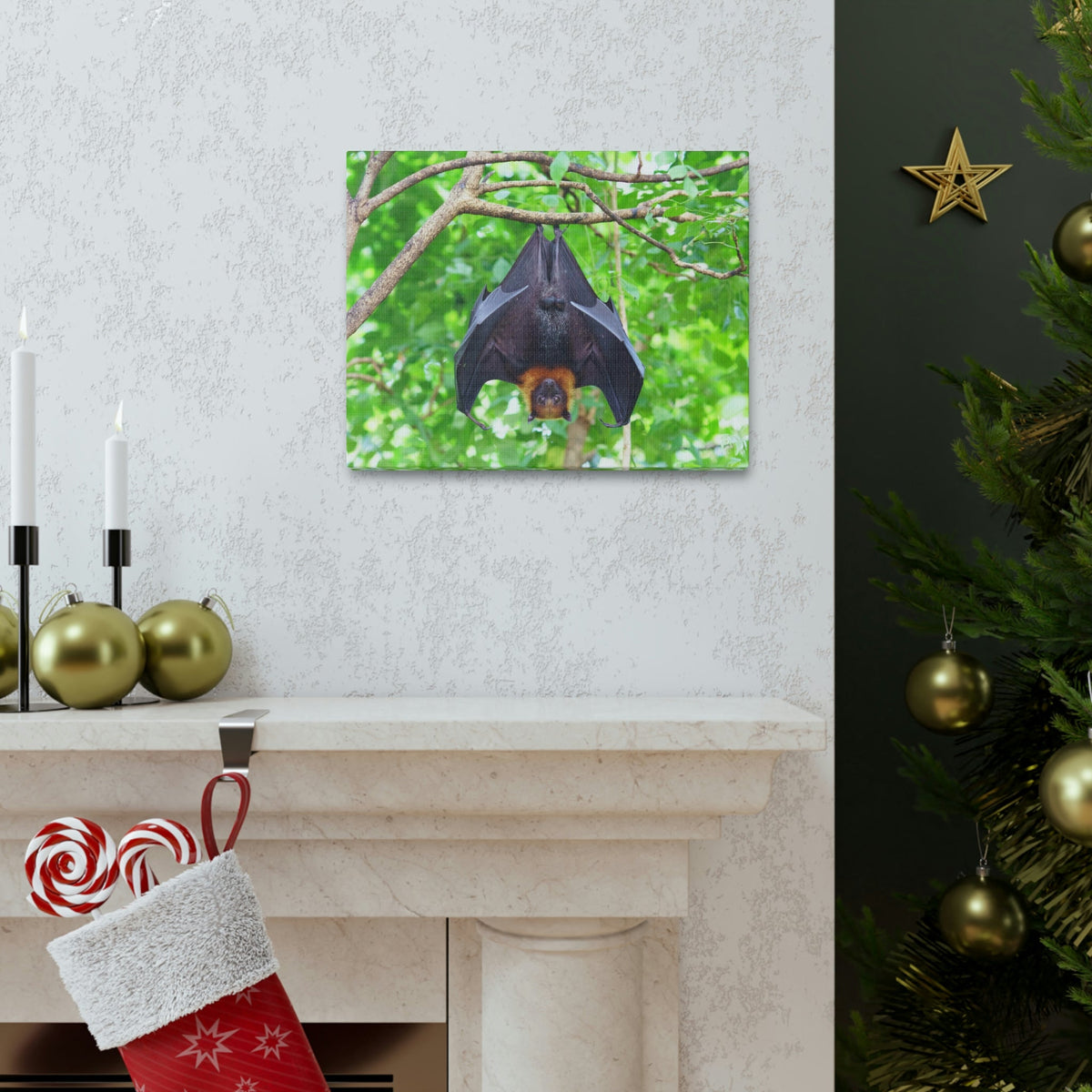 Majestic Fruit Bat Hanging on a Tree in the Forest Unframed-Express Your Love Gifts