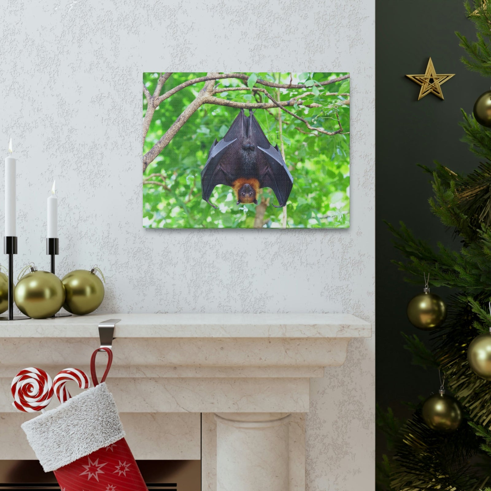 Majestic Fruit Bat Hanging on a Tree in the Forest Unframed-Express Your Love Gifts