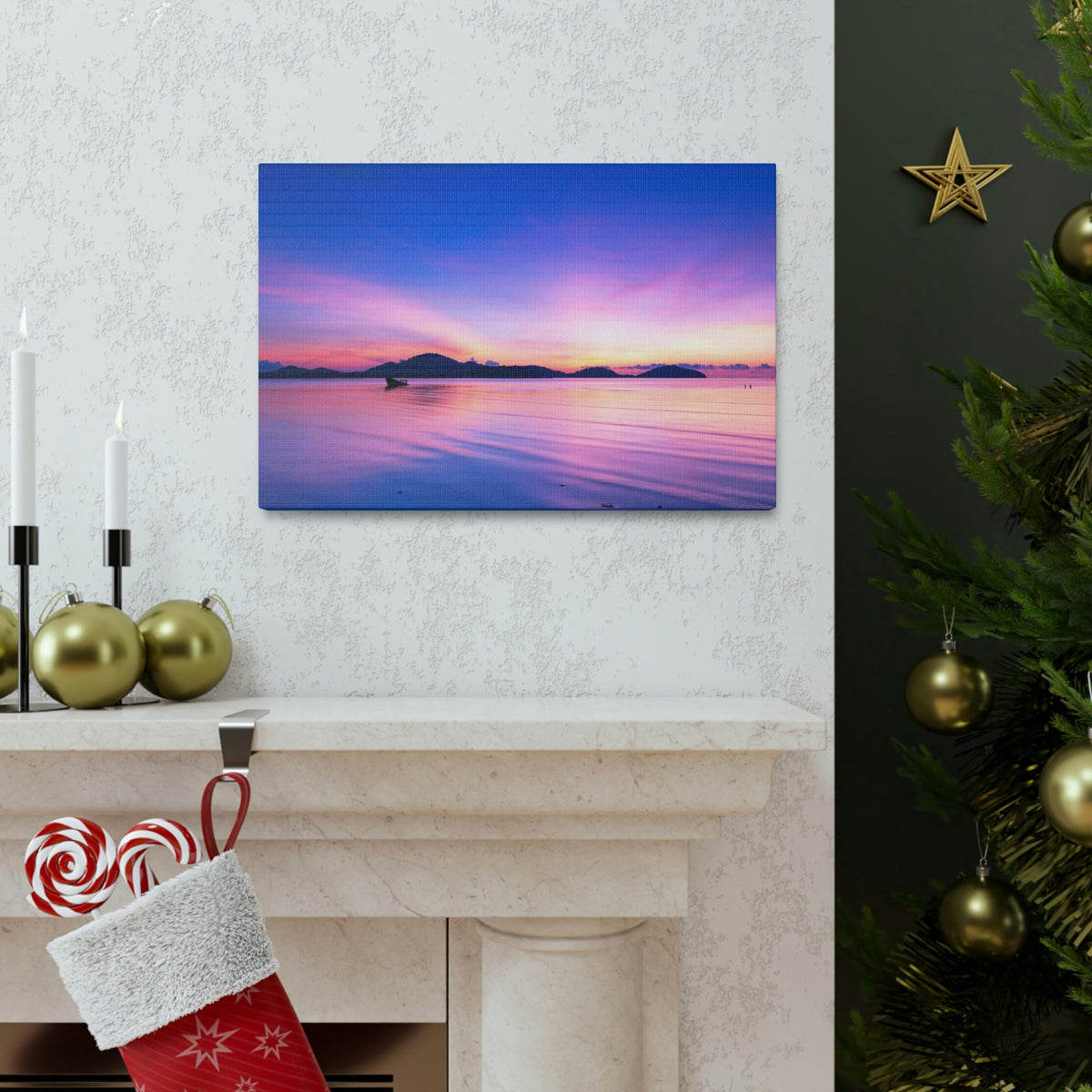 Majestic Sunset Over the Sea Scene Beautiful Engaging and Impressive Beauty Nature Scene Reflection in the Tropical Sea Wall Art Ready to Hang Unframed-Express Your Love Gifts
