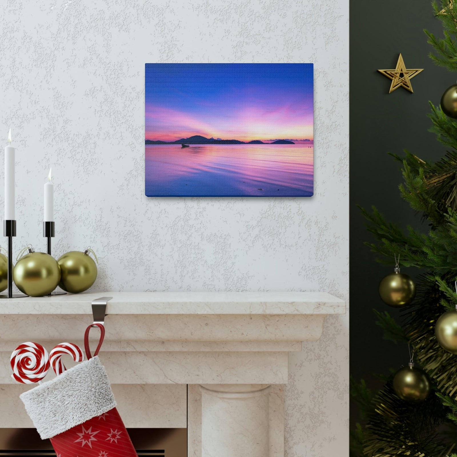 Majestic Sunset Over the Sea Scene Beautiful Engaging and Impressive Beauty Nature Scene Reflection in the Tropical Sea Wall Art Ready to Hang Unframed-Express Your Love Gifts