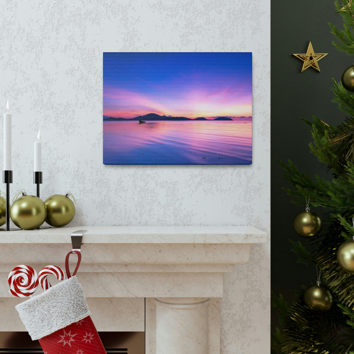 Majestic Sunset Over the Sea Scene Beautiful Engaging and Impressive Beauty Nature Scene Reflection in the Tropical Sea Wall Art Ready to Hang Unframed-Express Your Love Gifts