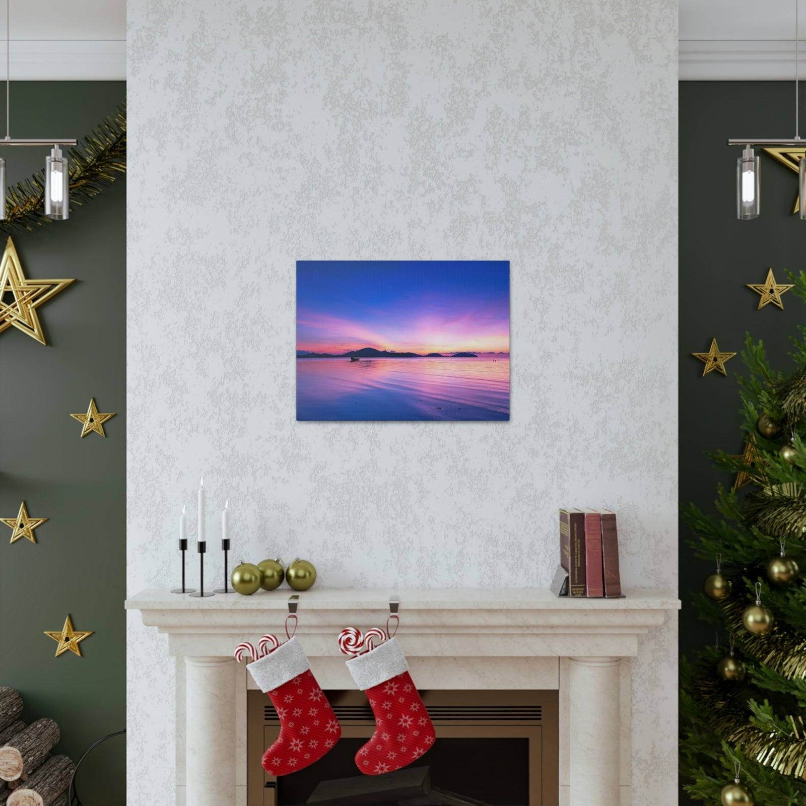 Majestic Sunset Over the Sea Scene Beautiful Engaging and Impressive Beauty Nature Scene Reflection in the Tropical Sea Wall Art Ready to Hang Unframed-Express Your Love Gifts