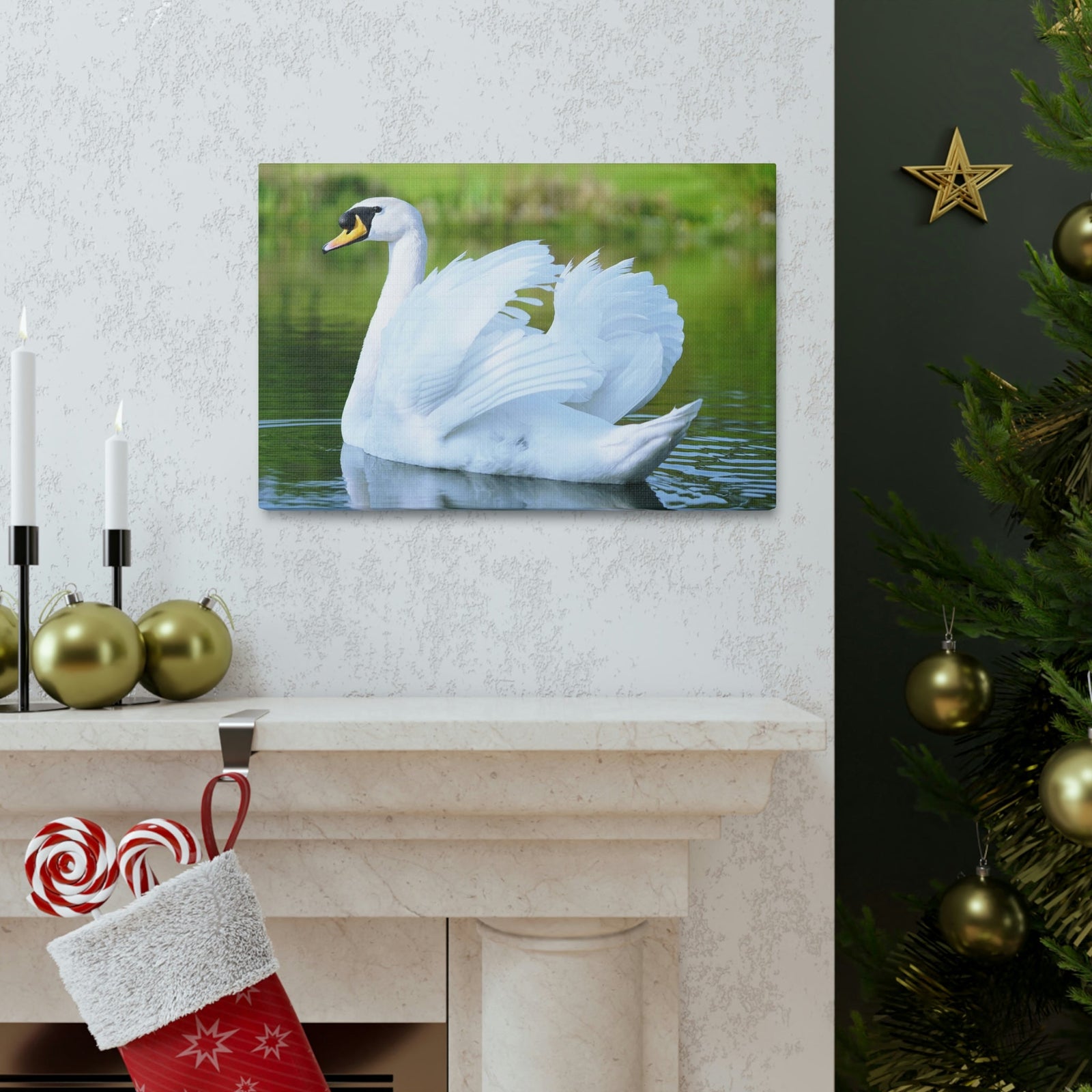 Scripture Walls Majestic Swan Art Majestic Swan Print Animal Wall Art Wildlife Canvas Prints Wall Art Ready to Hang Unframed-Express Your Love Gifts