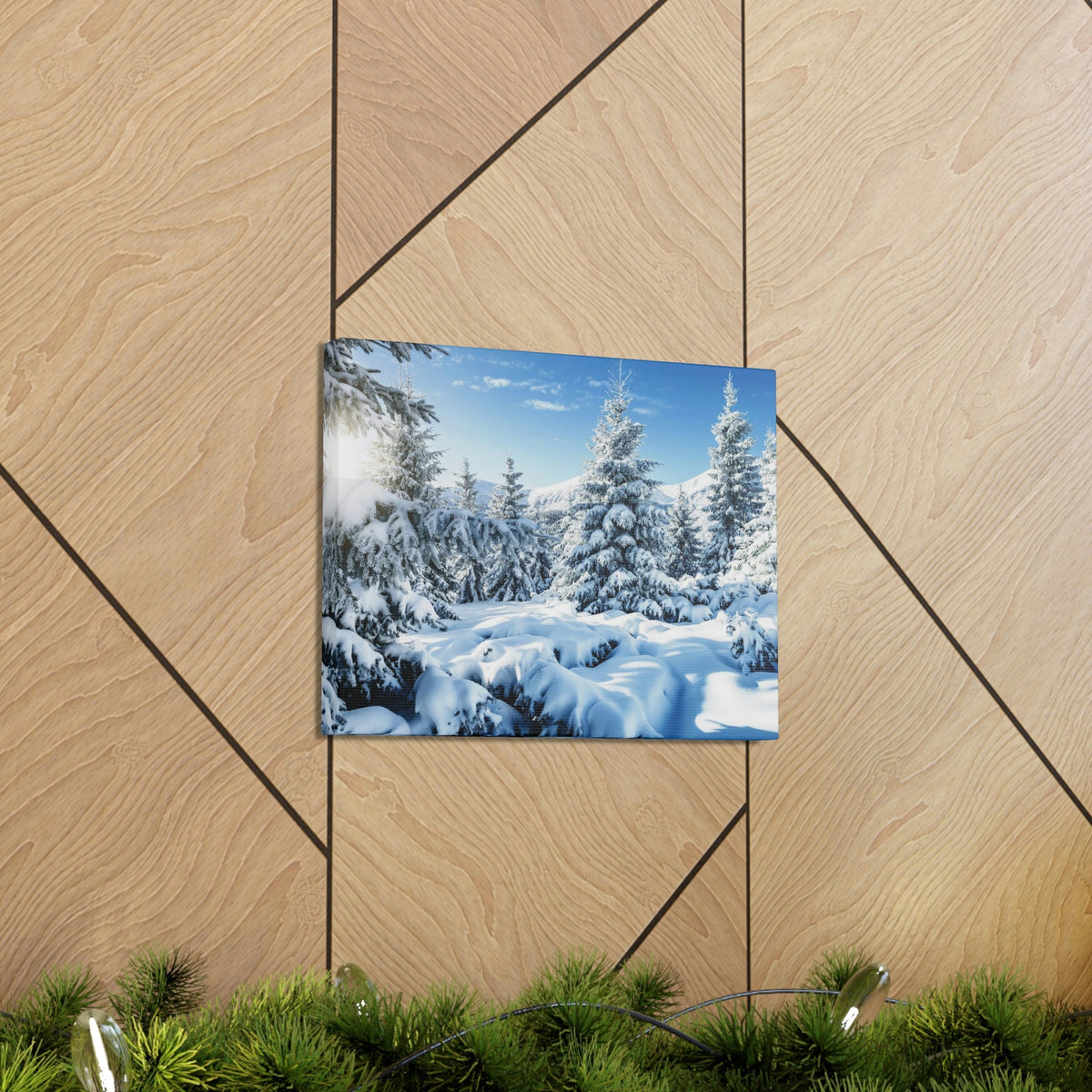 Majestic Winter Snow Scene Beautiful Picturesque and Gorgeous Wintry Beauty Nature Scene White Spruces Glowing by Sunlight Wall Art Ready to Hang Unframed-Express Your Love Gifts