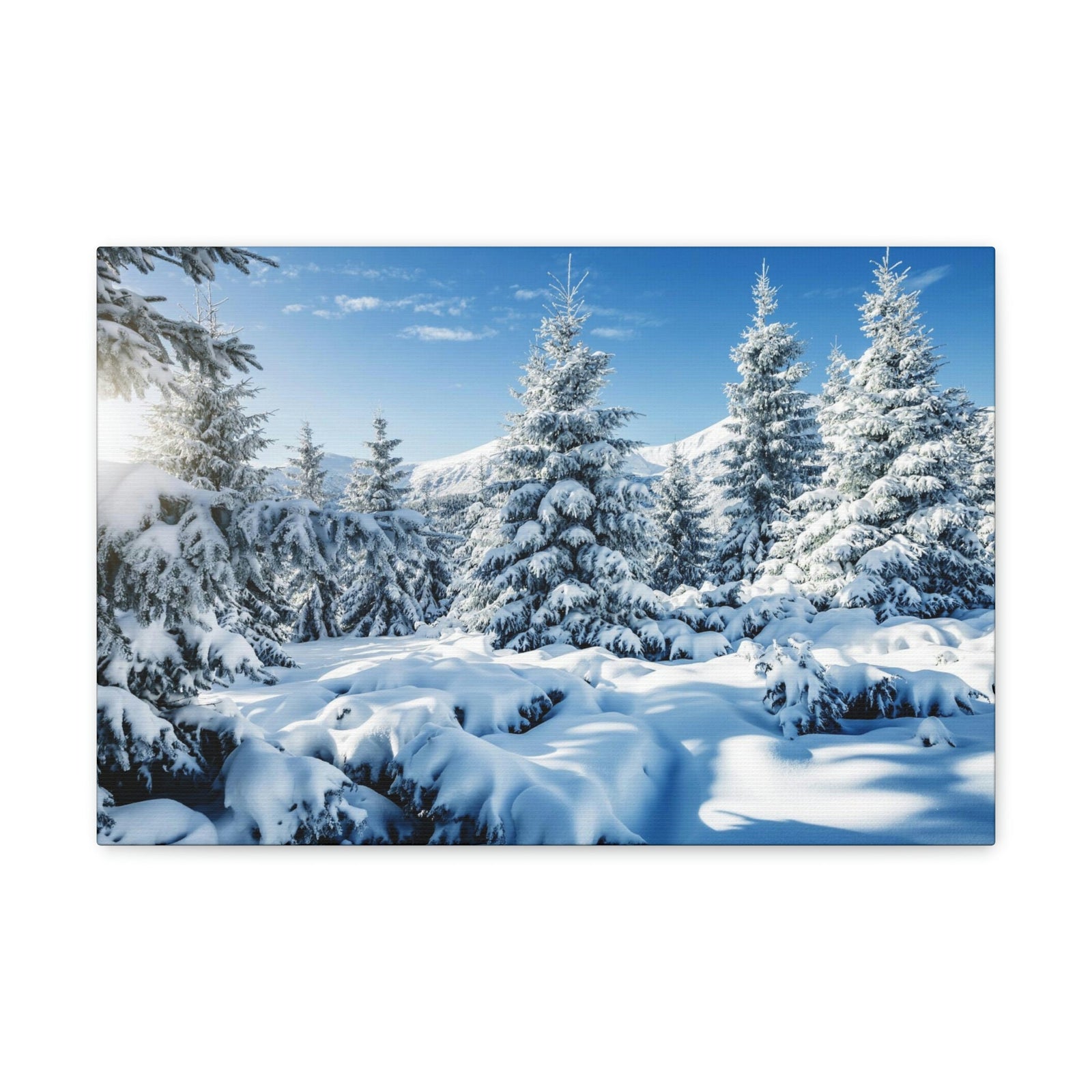 Majestic Winter Snow Scene Beautiful Picturesque and Gorgeous Wintry Beauty Nature Scene White Spruces Glowing by Sunlight Wall Art Ready to Hang Unframed-Express Your Love Gifts