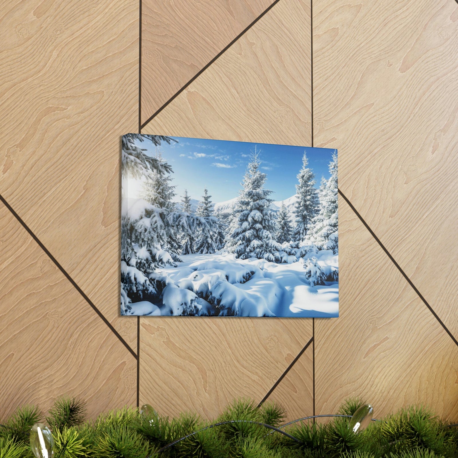 Majestic Winter Snow Scene Beautiful Picturesque and Gorgeous Wintry Beauty Nature Scene White Spruces Glowing by Sunlight Wall Art Ready to Hang Unframed-Express Your Love Gifts