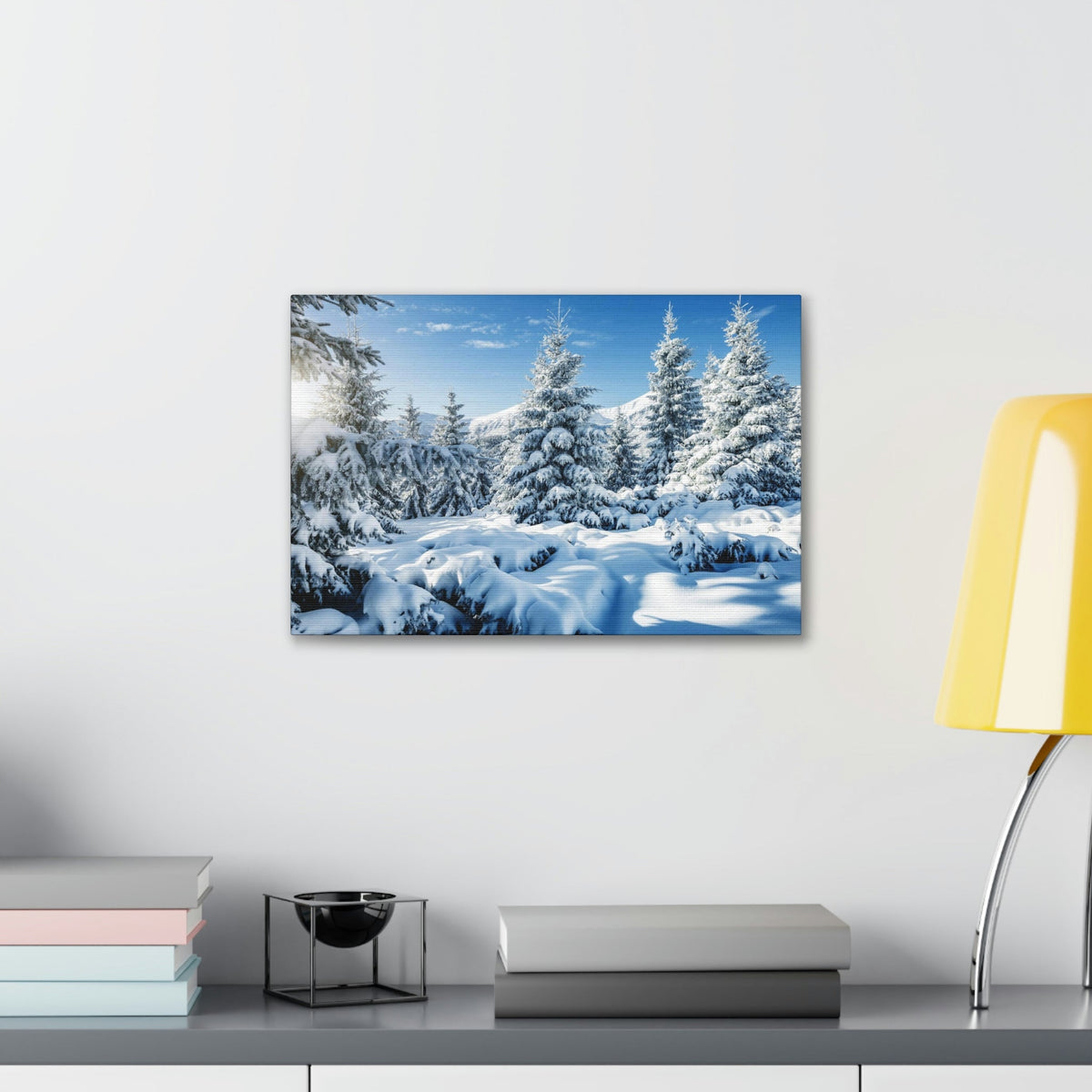 Majestic Winter Snow Scene Beautiful Picturesque and Gorgeous Wintry Beauty Nature Scene White Spruces Glowing by Sunlight Wall Art Ready to Hang Unframed-Express Your Love Gifts
