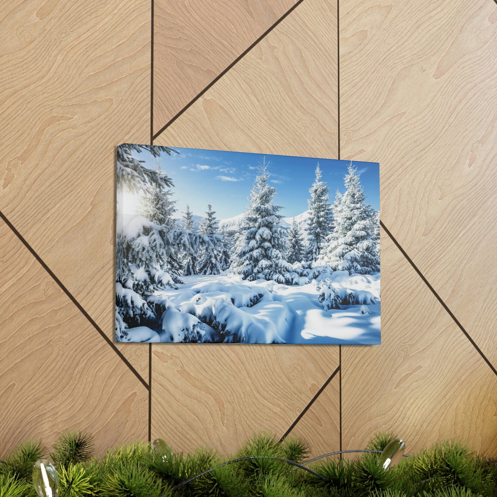 Majestic Winter Snow Scene Beautiful Picturesque and Gorgeous Wintry Beauty Nature Scene White Spruces Glowing by Sunlight Wall Art Ready to Hang Unframed-Express Your Love Gifts