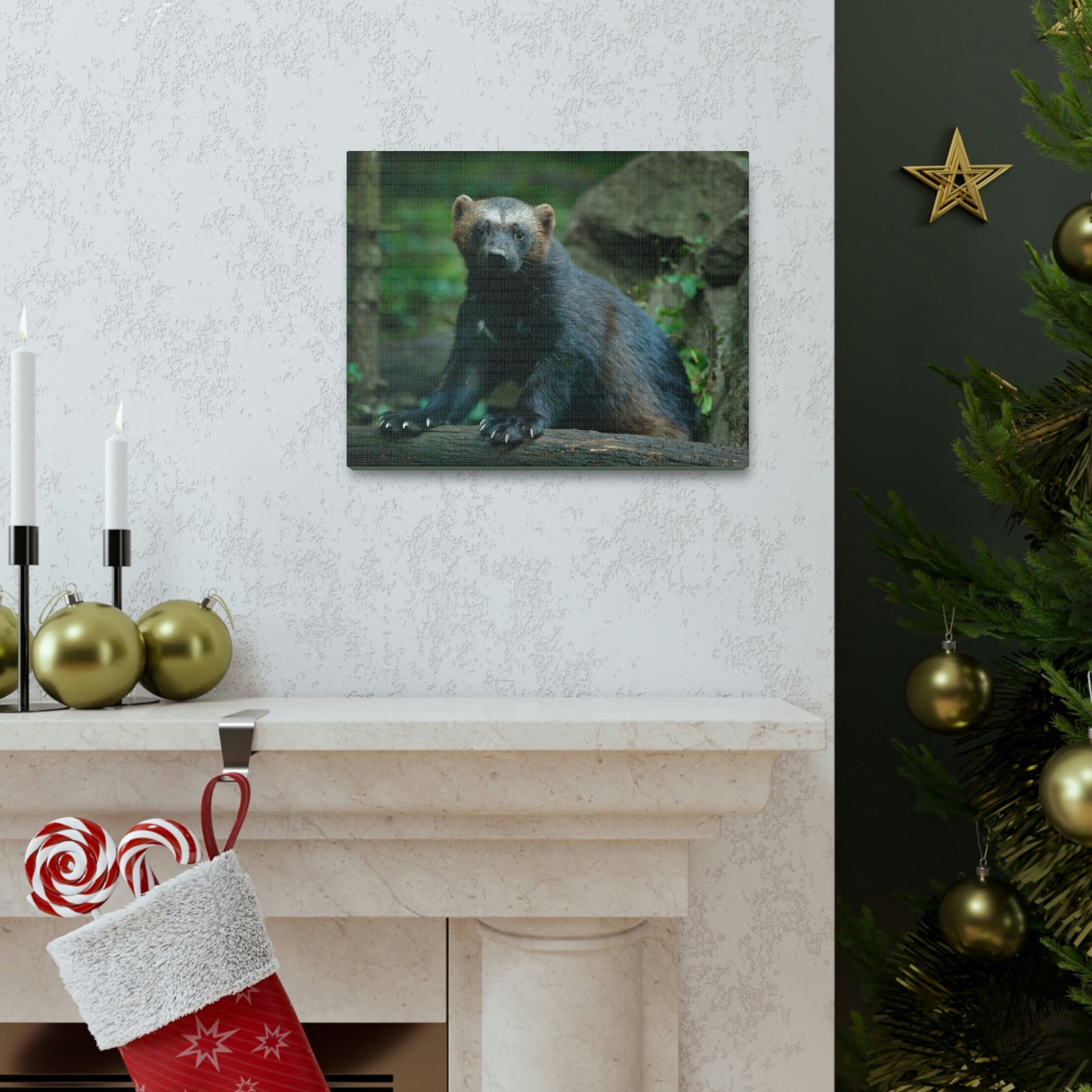 Scripture Walls Majestic Wolverine Art Majestic Wolverine Print Animal Wall Art Wildlife Canvas Prints Wall Art Ready to Hang Unframed-Express Your Love Gifts