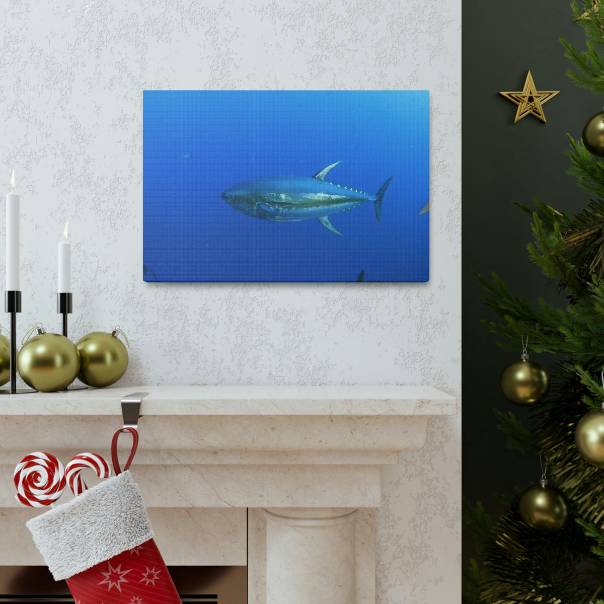 Scripture Walls Majestic Yellow Finned Tuna Art Majestic Yellow Finned Tuna Print Animal Wall Art Wildlife Canvas Prints Wall Art Ready to Hang Unframed-Express Your Love Gifts
