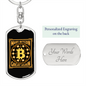 Make Bitcoin Great Again Crypto Gold Keychain Stainless Steel or 18k Gold Dog Tag Keyring-Express Your Love Gifts