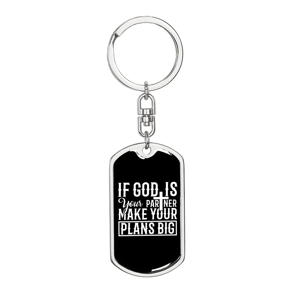 Make Your Plans Big Keychain Stainless Steel or 18k Gold Dog Tag Keyring-Express Your Love Gifts