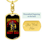 Makes The Best Dad Firefighter Keychain Stainless Steel or 18k Gold Dog Tag Keyring-Express Your Love Gifts
