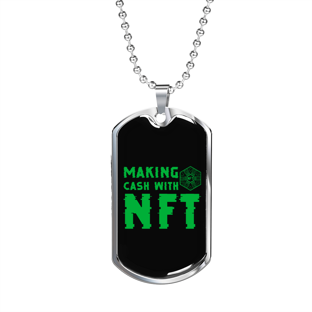 Making Cash With NFT Crypto Necklace Stainless Steel or 18k Gold Dog Tag 24" Chain-Express Your Love Gifts