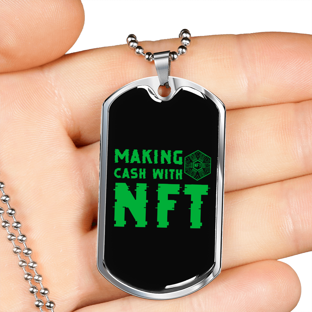 Making Cash With NFT Crypto Necklace Stainless Steel or 18k Gold Dog Tag 24" Chain-Express Your Love Gifts