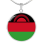 Malawi Flag Necklace Circle Pendant Stainless Steel or 18k Gold 18-22"-Express Your Love Gifts