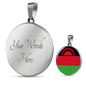 Malawi Flag Necklace Circle Pendant Stainless Steel or 18k Gold 18-22"-Express Your Love Gifts
