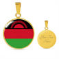 Malawi Flag Necklace Circle Pendant Stainless Steel or 18k Gold 18-22"-Express Your Love Gifts