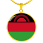 Malawi Flag Necklace Circle Pendant Stainless Steel or 18k Gold 18-22"-Express Your Love Gifts