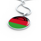Malawi Flag Necklace Circle Pendant Stainless Steel or 18k Gold 18-22"-Express Your Love Gifts
