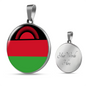 Malawi Flag Necklace Circle Pendant Stainless Steel or 18k Gold 18-22"-Express Your Love Gifts