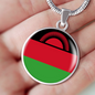 Malawi Flag Necklace Circle Pendant Stainless Steel or 18k Gold 18-22"-Express Your Love Gifts