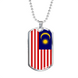 Malaysia Flag Necklace Stainless Steel or 18k Gold Dog Tag 24" Chain-Express Your Love Gifts