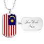 Malaysia Flag Necklace Stainless Steel or 18k Gold Dog Tag 24" Chain-Express Your Love Gifts