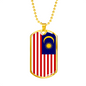 Malaysia Flag Necklace Stainless Steel or 18k Gold Dog Tag 24" Chain-Express Your Love Gifts