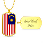 Malaysia Flag Necklace Stainless Steel or 18k Gold Dog Tag 24" Chain-Express Your Love Gifts