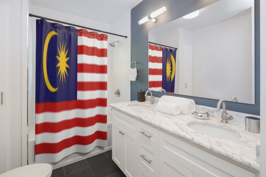 Malaysia Flag Stylish Design 71" x 74" Elegant Waterproof Shower Curtain for a Spa-like Bathroom Paradise Exceptional Craftsmanship-Express Your Love Gifts