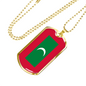 Maldives Flag Necklace Stainless Steel or 18k Gold Dog Tag 24" Chain-Express Your Love Gifts