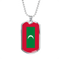 Maldives Flag Necklace Stainless Steel or 18k Gold Dog Tag 24" Chain-Express Your Love Gifts