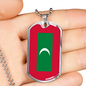 Maldives Flag Necklace Stainless Steel or 18k Gold Dog Tag 24" Chain-Express Your Love Gifts